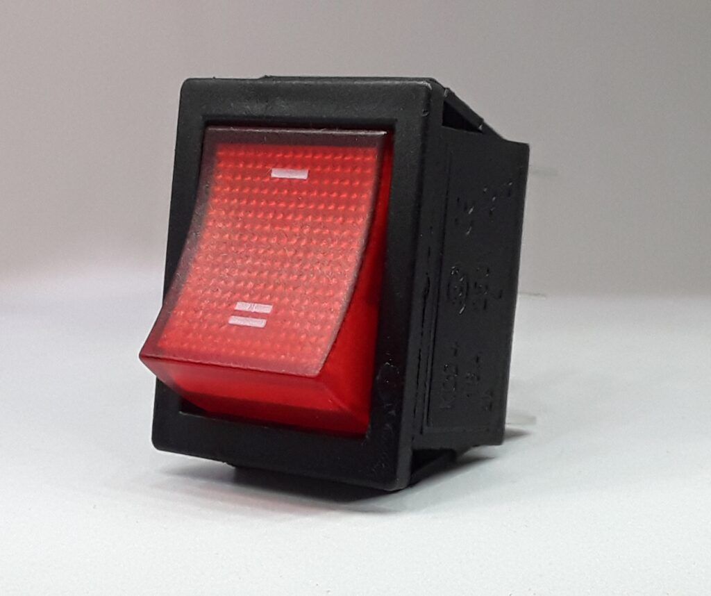 KCD4-206RL - LLAVE TECLA DOBLE ON-ON CON LUZ ROJA 6 TERMINALES