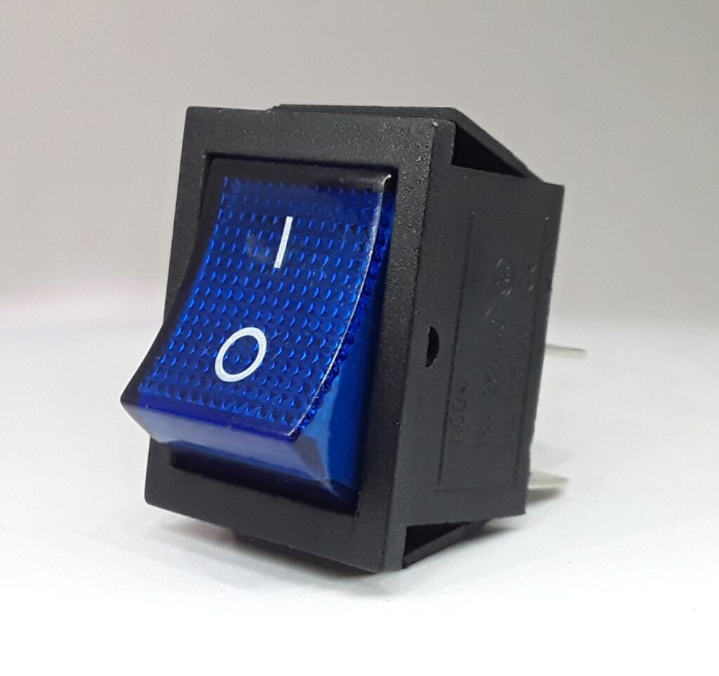 KCD4-104BL - LLAVE TECLA DOBLE ON-OFF CON LUZ AZUL 4 TERMINALES