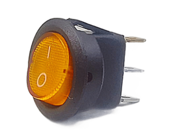 KCD2-103YL - LLAVE TECLA REDONDA ON-OFF CON LUZ AMARILLA 3 TERMINALES