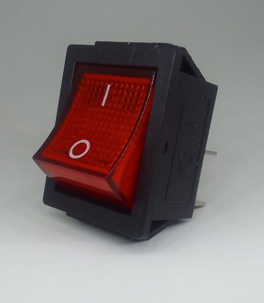 KCD4-104RL - LLAVE TECLA DOBLE ON-OFF CON LUZ ROJA 4 TERMINALES