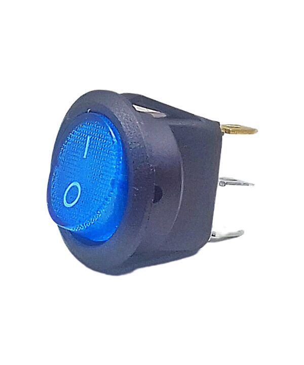KCD2-103BL - LLAVE TECLA REDONDA ON-OFF CON LUZ AZUL 3 TERMINALES