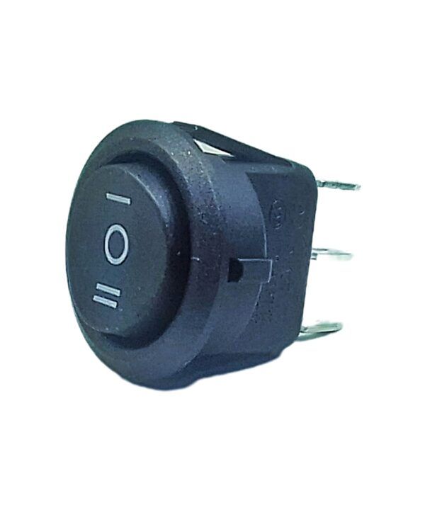 KCD2-303BK - LLAVE TECLA REDONDA ON-OFF-ON NEGRA SIN LUZ 3 TERMINALES