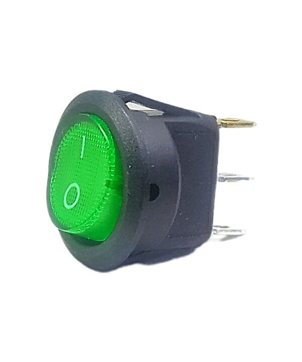 KCD2-103GL - LLAVE TECLA REDONDA ON-OFF CON LUZ VERDE 3 TERMINALES
