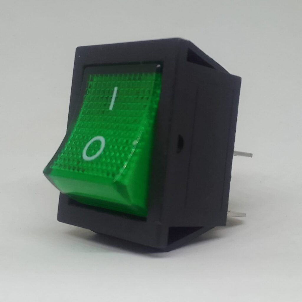 KCD4-104GL - LLAVE TECLA DOBLE ON-OFF CON LUZ VERDE 4 TERMINALES
