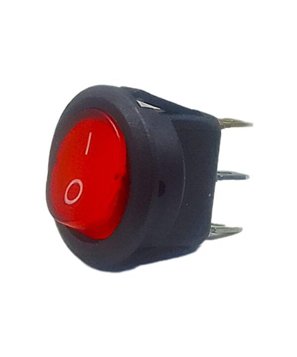 KCD2-103RL - LLAVE TECLA REDONDA ON-OFF CON LUZ ROJA 3 TERMINALES