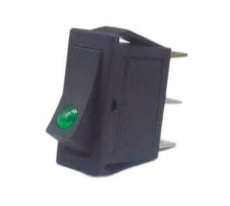 KCD3-103GL/P - LLAVE TECLA ON-OFF NEGRA CON PUNTO LUMINOSO VERDE 3 TERMINALES