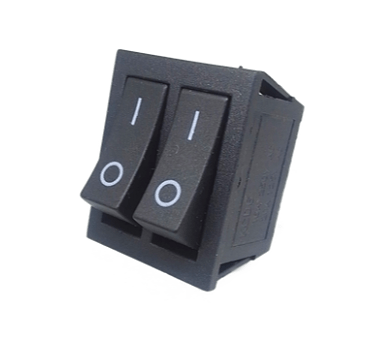 KCD8-104BK - LLAVE TECLA DOBLE ON-OFF NEGRA SIN LUZ 4 TERMINALES