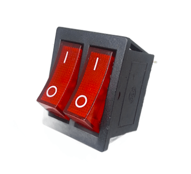 KCD8-106RL - LLAVE TECLA DOBLE ON-OFF ROJA CON LUZ 6 TERMINALES