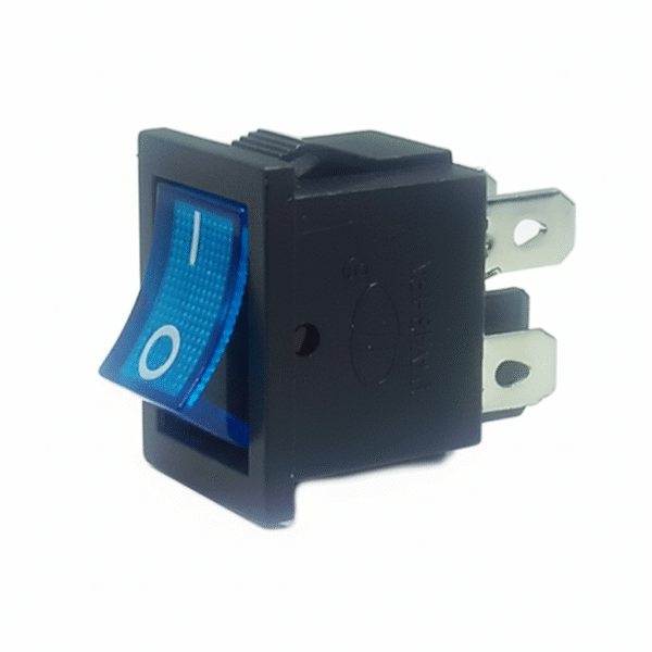 KCD1-104BL - LLAVE TECLA ON-OFF CON LUZ AZUL 4 TERMINALES