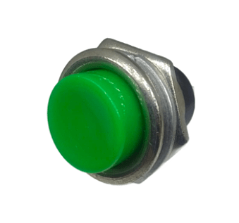 PB02M-G  PULSADOR NORMAL ABIERTO BOTÓN VERDE 2 TERMINALES
