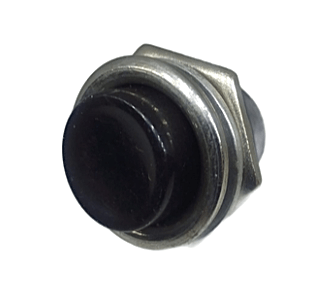 PB02M-BK  PULSADOR NORMAL ABIERTO BOTÓN NEGRO 2 TERMINALES