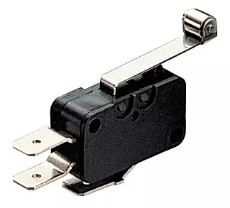 MS1010R-MICROSWITCH 28mm SIMPLE INVERSOR CON LEVA CORTA (27mm) Y RUEDA