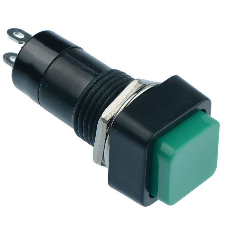 PBS205M-G  PULSADOR NORMAL ABIERTO BOTON VERDE 2 TERMINALES