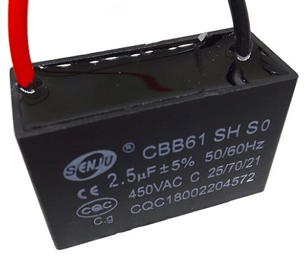 CBB61/2U5 - CAPACITOR POLIESTER CORRIENTE ALTERNA 2,5uF 450VCA