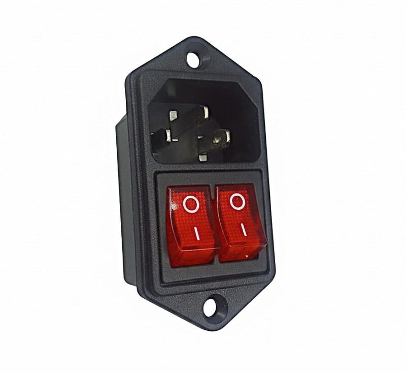 LZ14-T3L-D - CONECTOR MACHO CHASIS NORMA C14 CON LLAVE TECLA DOBLE