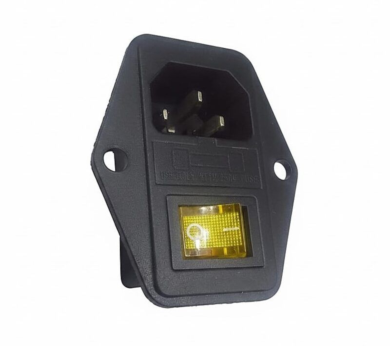 LZ14-T2FL - CONECTOR MACHO CHASIS NORMA C14 CON PORTAFUSIBLE DOBLE Y LLAVE TECLA